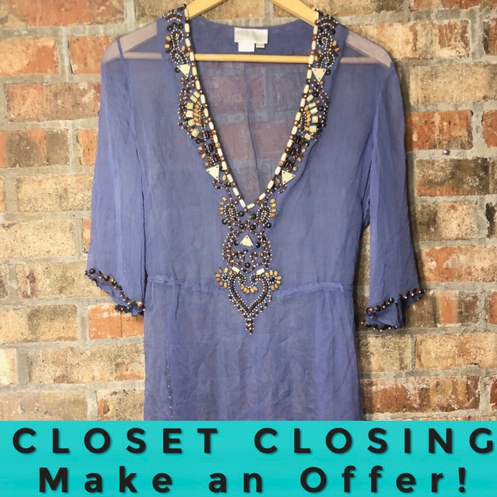 Silk Soft Surroundings purple beaded top